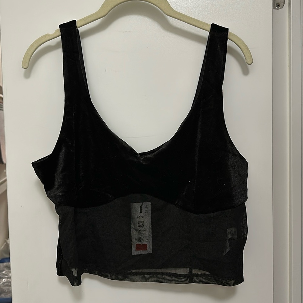 BNWT Dynamite velvet and mesh bustier crop top